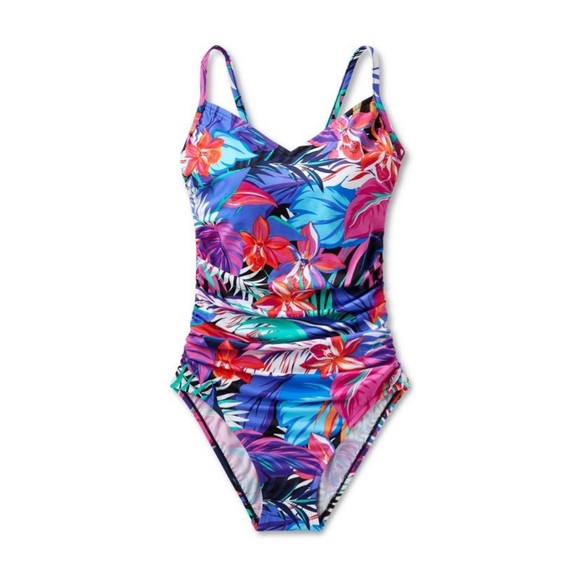 Women's UPF 50 Ring Back One Piece
Swimsuit - Aqua Green® Multi Pink - Picture 5 of 7